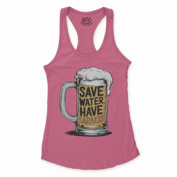 Save Water And Have Sarakku Women's Racerback Tank in Solid Hot Pink Color