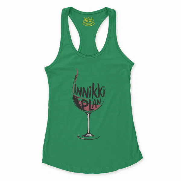 Innikki Plan - Wine Women's Racerback Tank in Solid Kelly Green Color