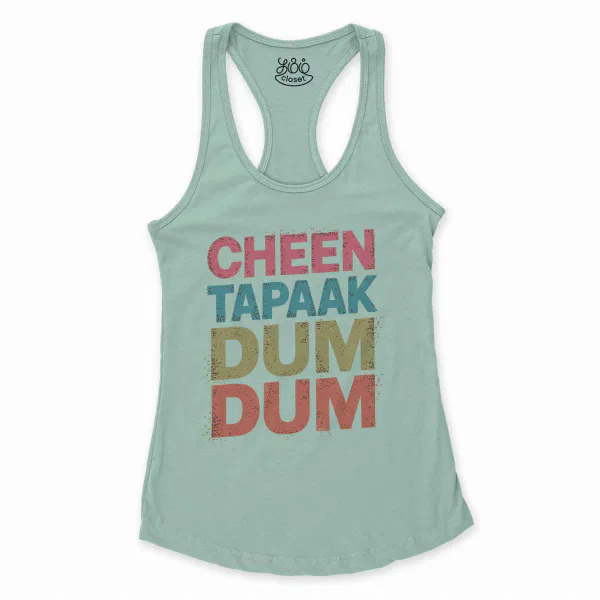 Cheen Tapaak Dum Dum Women's Racerback Tank in Solid Mint Color