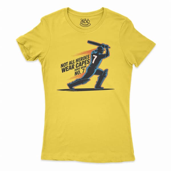 Not All Heroes Wear Capes, Some Wear No. 7 Women's T-Shirt in Solid Vibrant Yellow Color