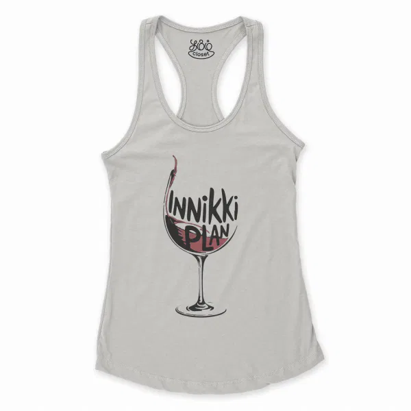 Innikki Plan - Wine Women's Racerback Tank in Solid White Color