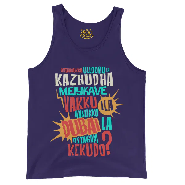 Orthanukku Ullooru La Kazhudha Meiykave Vakku Ila Men/Unisex Tank Top in Grape Color