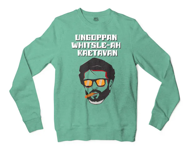 Ungoppan Whistle Ah Kaetavan Men/Unisex Long Sleeve Sweatshirt in Heather Sport Dark Green Color