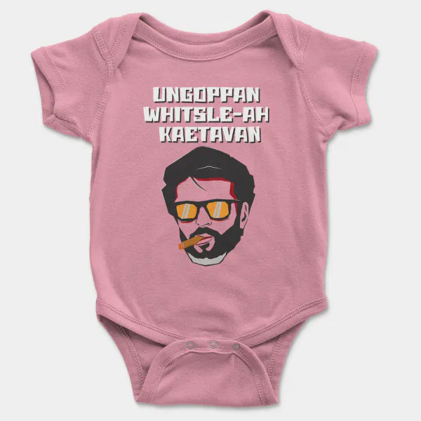 Ungoppan Whistle Ah Kaetavan Short Sleeve Baby Onesie in Pink Color