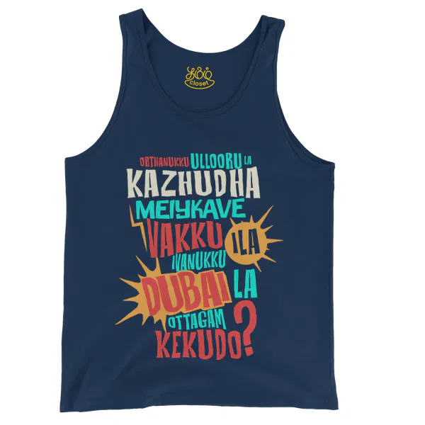 Orthanukku Ullooru La Kazhudha Meiykave Vakku Ila Men/Unisex Tank Top in True Navy Color