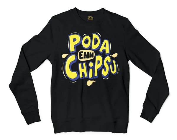 Poda En Chipsu Men/Unisex Long Sleeve Sweatshirt in Black Color