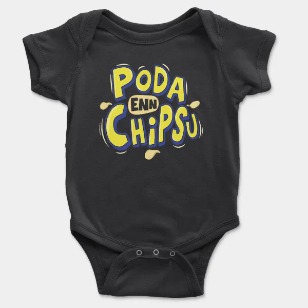 Poda En Chipsu Short Sleeve Baby Onesie in Black Color