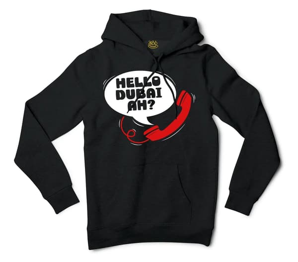 Hello Dubai Ah? Men/Unisex Hoodie in Black Color