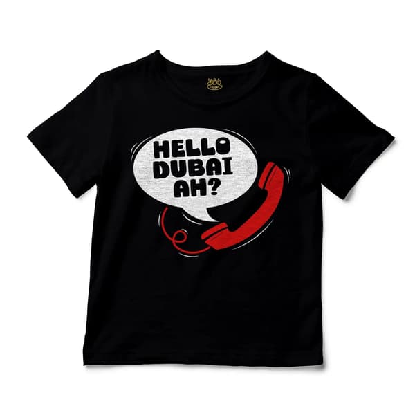 Hello Dubai Ah? Unisex Toddler T-Shirt in Black Color