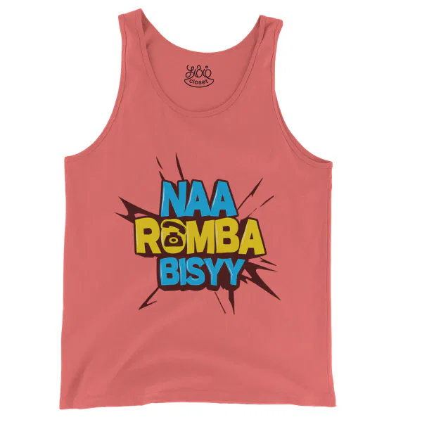 Naa Romba Bisyy Men/Unisex Tank Top in Bright Salmon Color