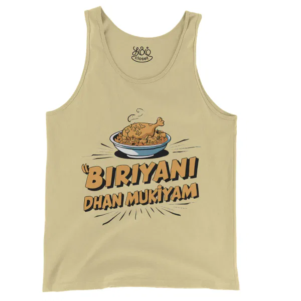 Biriyani Dhan Mukiyam Men/Unisex Tank Top in Butter Color