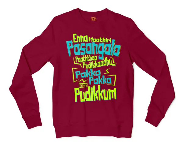 Enna Madri Pasangala Paaththa Pudikkaadhu Men/Unisex Long Sleeve T-Shirt in Cardinal Red Color