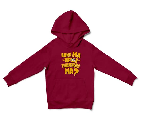 Enna Ma Ipdi Panarengale Ma Unisex Youth Hoodie in Cardinal Red Color
