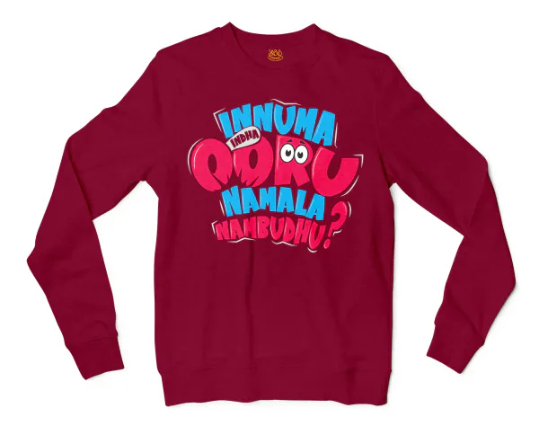 Innuma Indha Ooru Namala Nambudhu Men/Unisex Long Sleeve T-Shirt in Cardinal Red Color
