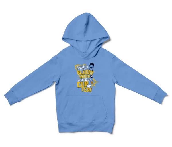 Shut Up Your Bloody Mouth Unisex Youth Hoodie in Carolina Blue Color