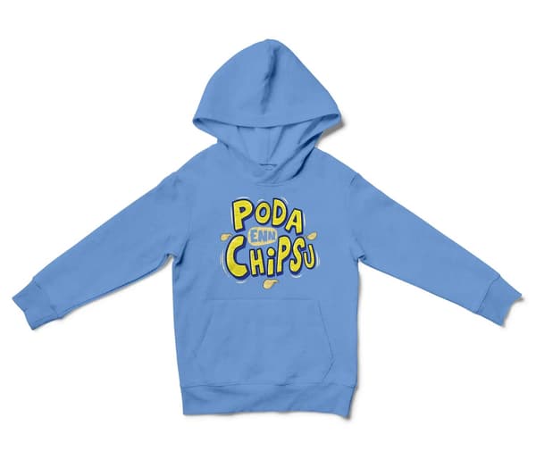 Poda En Chipsu Unisex Youth Hoodie in Carolina Blue Color