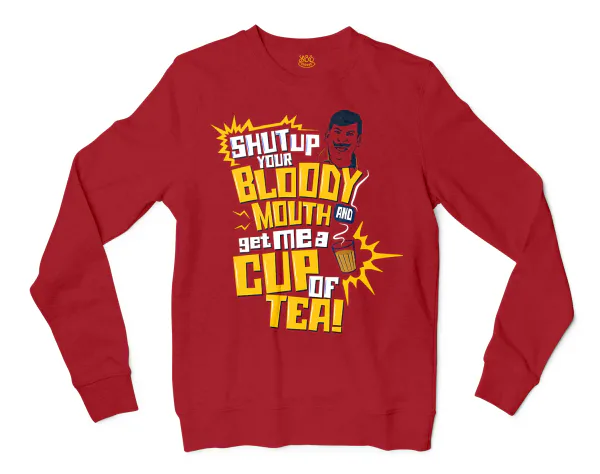 Shut Up Your Bloody Mouth Men/Unisex Long Sleeve Sweatshirt in Cherry Red Color