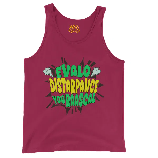 Evalo Distarpance You Raascal Men/Unisex Tank Top in Crimson Color