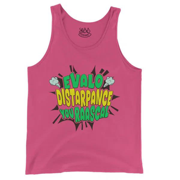 Evalo Distarpance You Raascal Men/Unisex Tank Top in Crunchberry Color