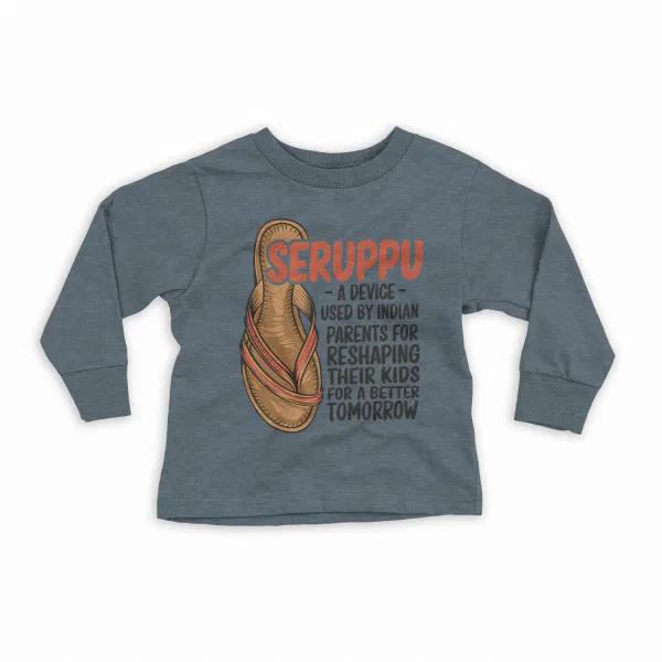 Seruppu - A Device Used By Indian Parents Youth Unisex Sweatshirt in Dark Heather Color
