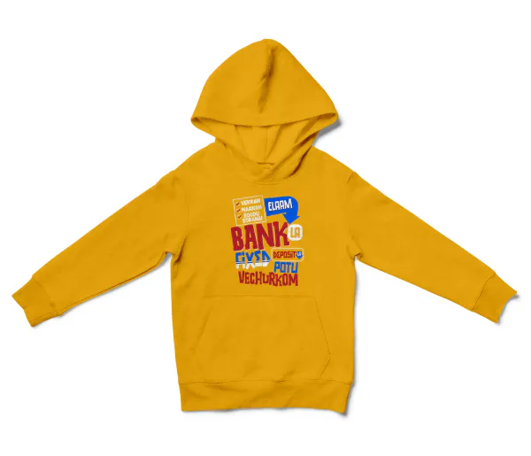 Vekkam Maanam Soodu Soranai Laam Bank La Fixed Deposit La Potu Vechurkom Unisex Youth Hoodie in Gold Color