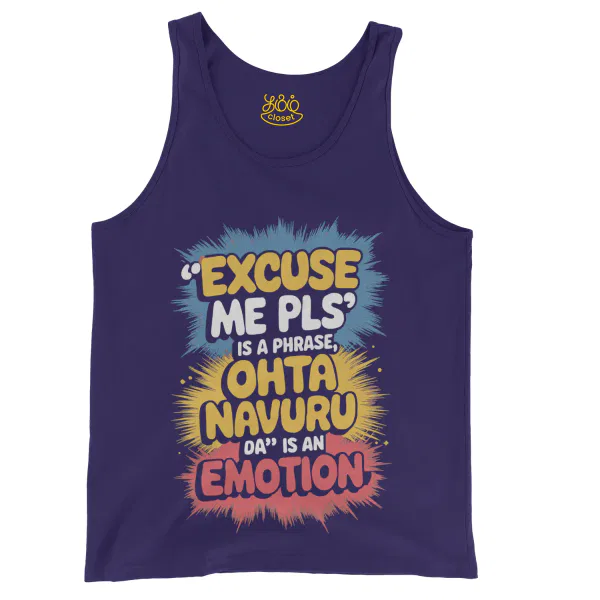 Excuse Me Please Is A Phrase, Ohta Navuru Da Is An Emotion Men/Unisex Tank Top in Grape Color