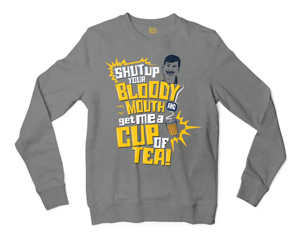 Shut Up Your Bloody Mouth Men/Unisex Long Sleeve Sweatshirt in Graphite Heather Color