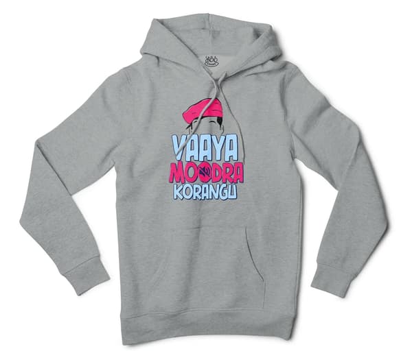 Vaaya Moodra Korangu Men/Unisex Hoodie in Grey Heather Color
