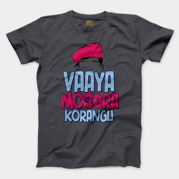 Vaaya Moodra Korangu Men/Unisex T-Shirt in Heather Dark Grey Color