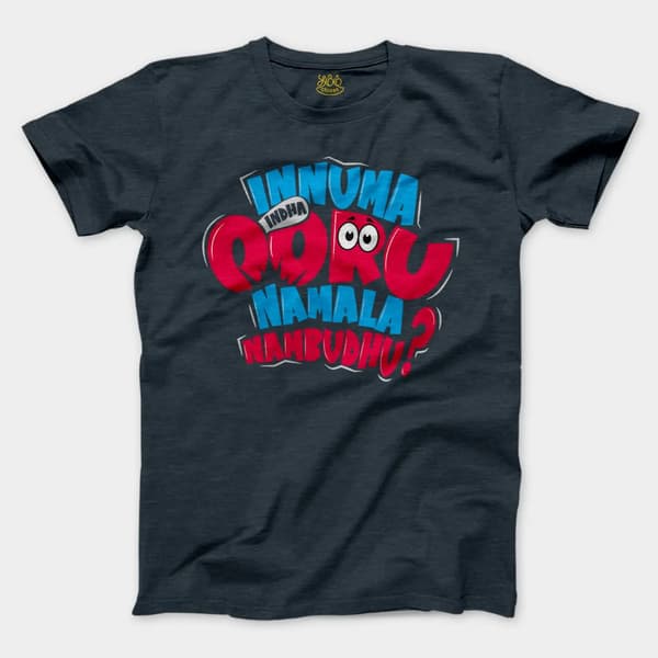 Innuma Indha Ooru Namala Nambudhu Men/Unisex T-Shirt in Heather Navy Color