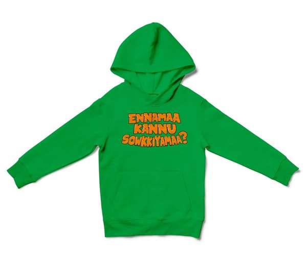 Ennamaa Kannu Sowkkiyamaa Unisex Youth Hoodie in Irish Green Color