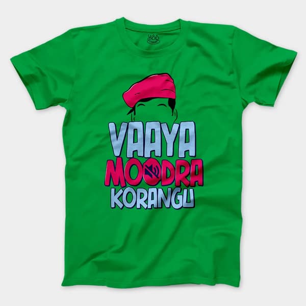 Vaaya Moodra Korangu Men/Unisex T-Shirt in Irish Green Color