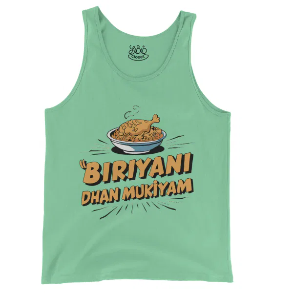 Biriyani Dhan Mukiyam Men/Unisex Tank Top in Island Reef Color
