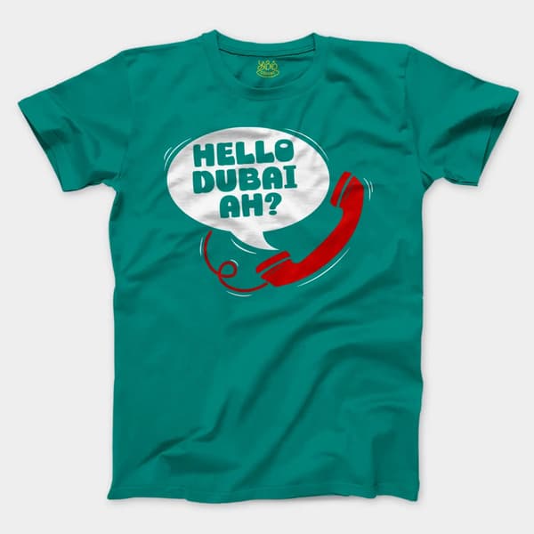 Hello Dubai Ah? Men/Unisex T-Shirt in Jade Dome Color