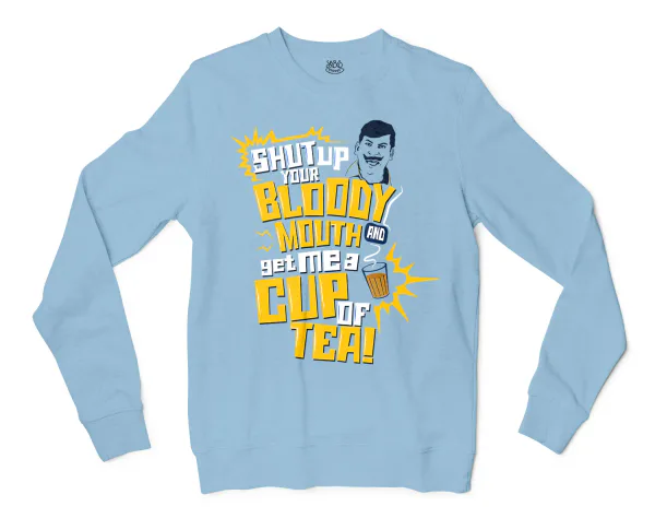 Shut Up Your Bloody Mouth Men/Unisex Long Sleeve Sweatshirt in Light Blue Color
