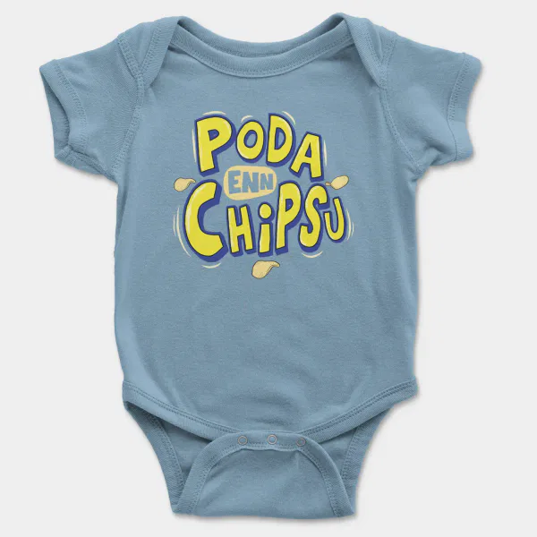 Poda En Chipsu Short Sleeve Baby Onesie in Light Blue Color