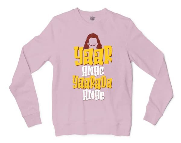 Yaar Ange Yaarada Ange Men/Unisex Long Sleeve Sweatshirt in Light Pink Color