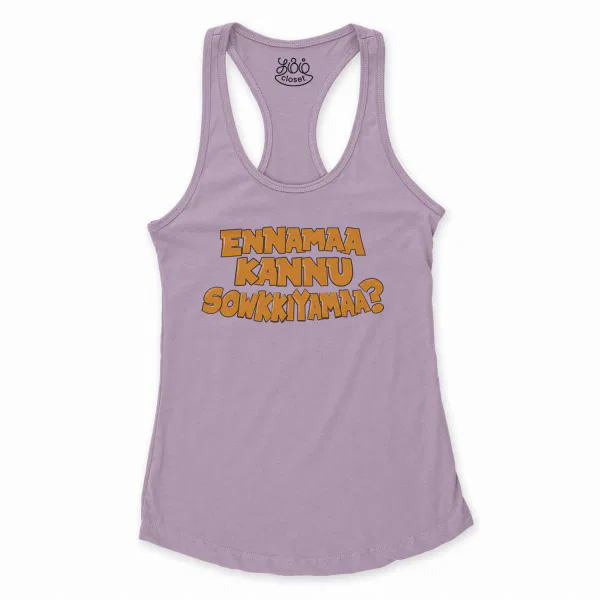 Ennamaa Kannu Sowkkiyamaa Women's Racerback Tank in Lilac Color