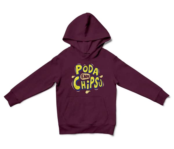 Poda En Chipsu Unisex Youth Hoodie in Maroon Color