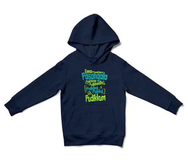 Enna Madri Pasangala Paaththa Pudikkaadhu Unisex Youth Hoodie in Navy Color