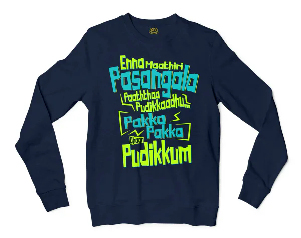 Enna Madri Pasangala Paaththa Pudikkaadhu Men/Unisex Long Sleeve T-Shirt in Navy Color