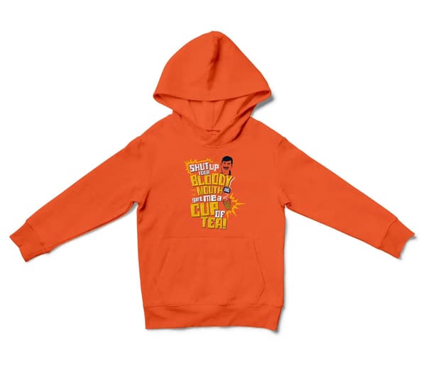 Shut Up Your Bloody Mouth Unisex Youth Hoodie in Orange Color