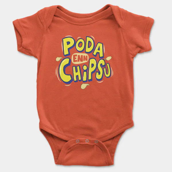 Poda En Chipsu Short Sleeve Baby Onesie in Orange Color