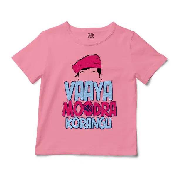 Vaaya Moodra Korangu Unisex Toddler T-Shirt in Pink Color