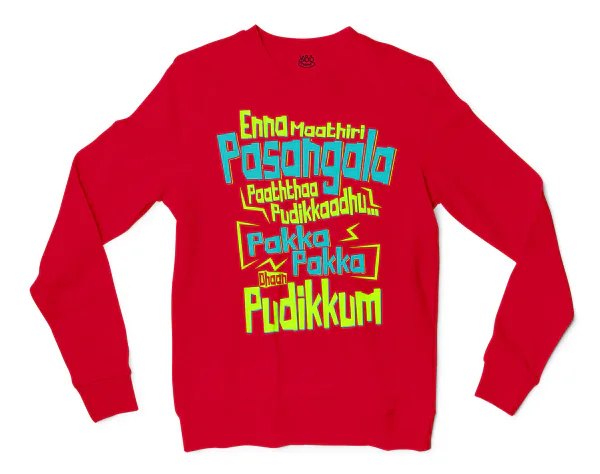 Enna Madri Pasangala Paaththa Pudikkaadhu Men/Unisex Long Sleeve T-Shirt in Red Color