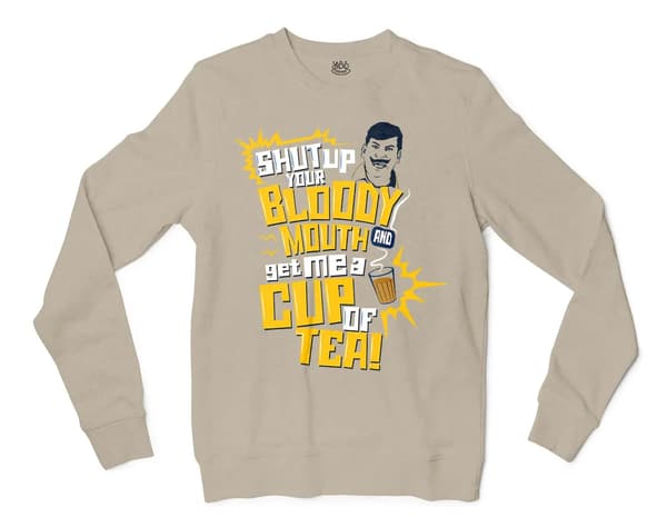 Shut Up Your Bloody Mouth Men/Unisex Long Sleeve Sweatshirt in Sand Color