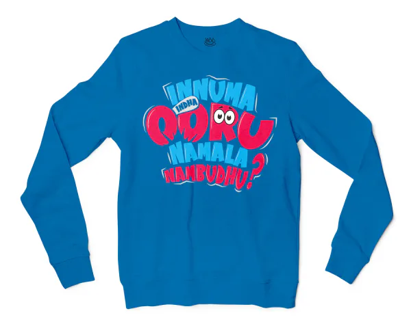 Innuma Indha Ooru Namala Nambudhu Men/Unisex Long Sleeve T-Shirt in Sapphire Color