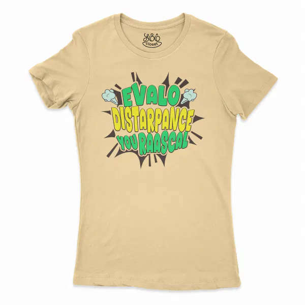 Evalo Distarpance You Raascal Women's T-Shirt in Solid Banana Cream Color