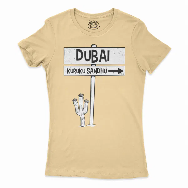 Dubai Kuruku Sandhu Women's T-Shirt in Solid Banana Cream Color