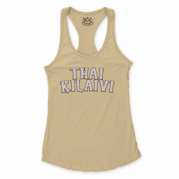 Thai Kilaivi Women's Racerback Tank in Solid Banana Cream Color